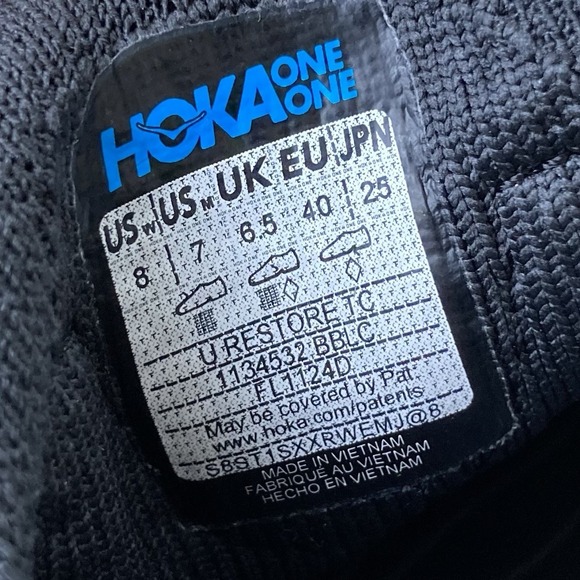 Hoka One One Restore TC Slip On Comfort Recovery Black Shoes Womens 8 Mens 7 - Picture 8 of 8